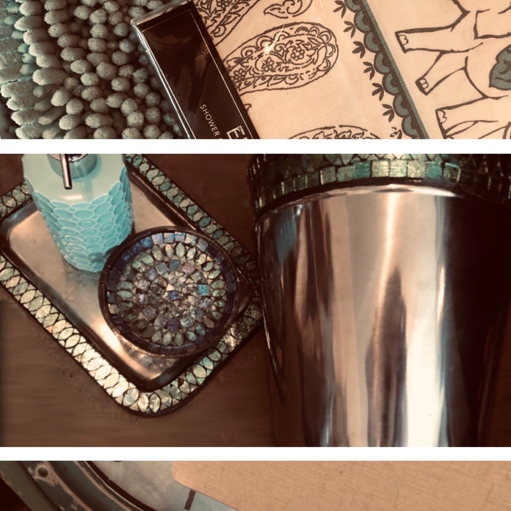 Bohemian turquoise bathroom bundle set (8 items)